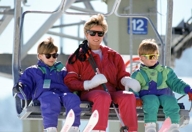 Princess Diana and sons ski in Austria