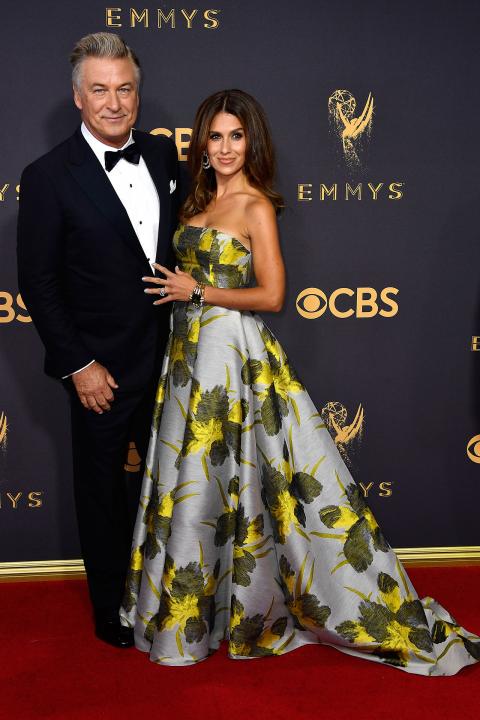 Alec Baldwin and Hilaria Baldwin at 2017 Emmys
