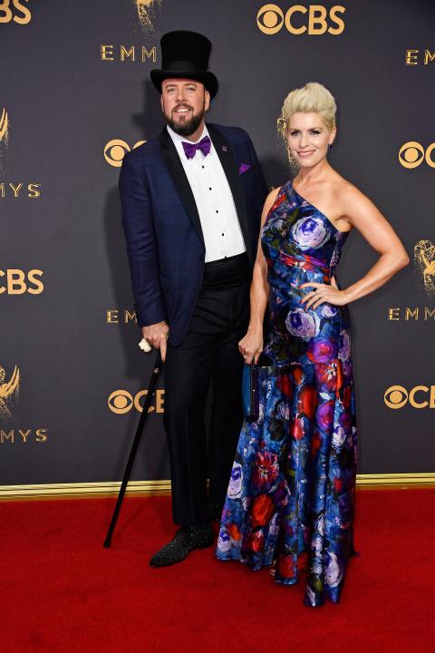 Chris Sullivan and Rachel Reichard at 2017 Emmys