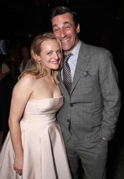Elisabeth Moss and Jon Hamm at emmys after party