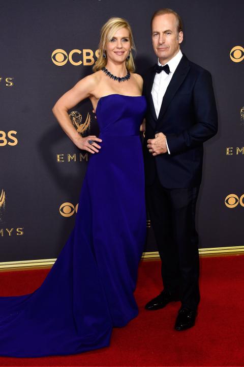 Rhea Seehorn and Bob Odenkirk at 2017 Emmys