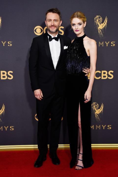 Chris Hardwick and Lydia Hearst at 2017 Emmys