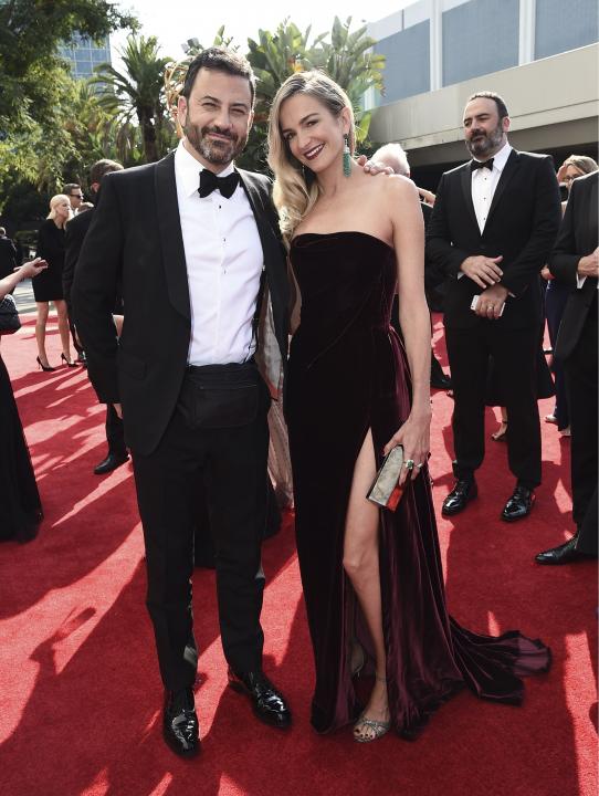 Jimmy Kimmel and Molly McNearney at 2017 Emmys