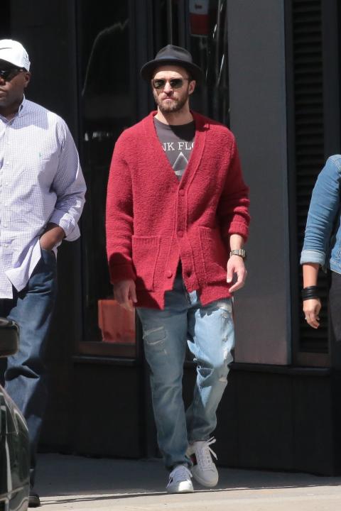 Justin Timberlake cardigan NYC