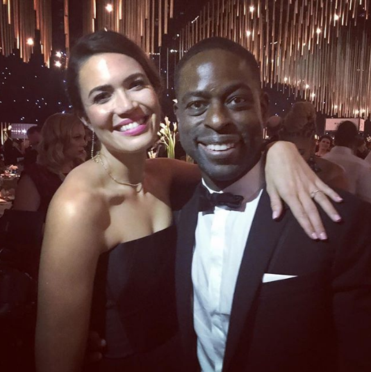 Mandy Moore and Sterling K. Brown at Emmys