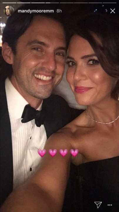 Milo Ventimiglia and Mandy Moore at 2017 Emmys