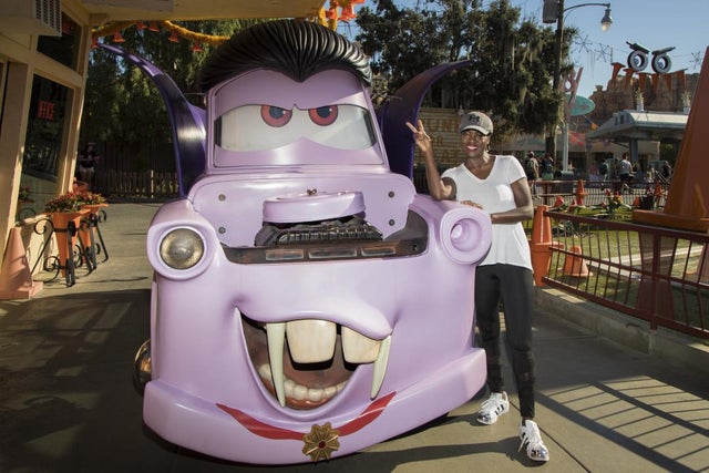 Viola Davis at Cars Land celebrating Halloween at Disneyland