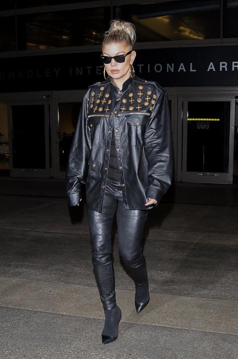 Fergie in leather outfit