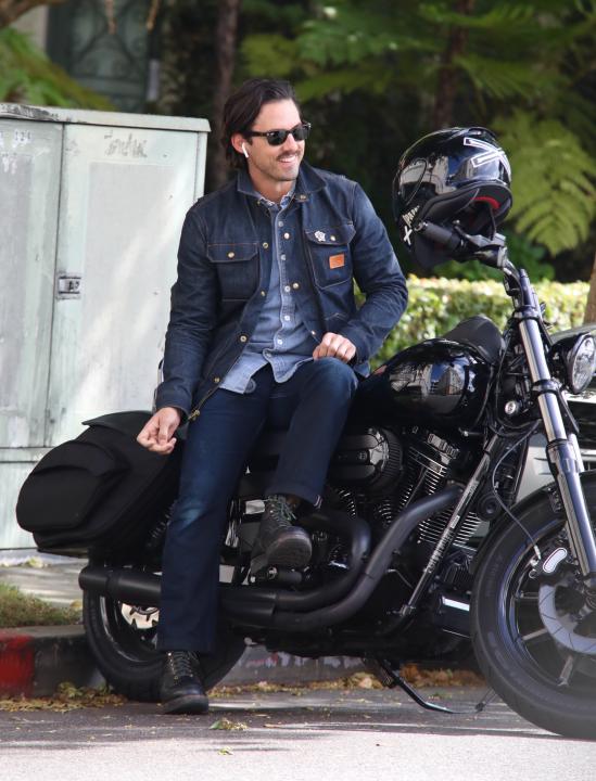 Milo Ventimiglia on motorcycle