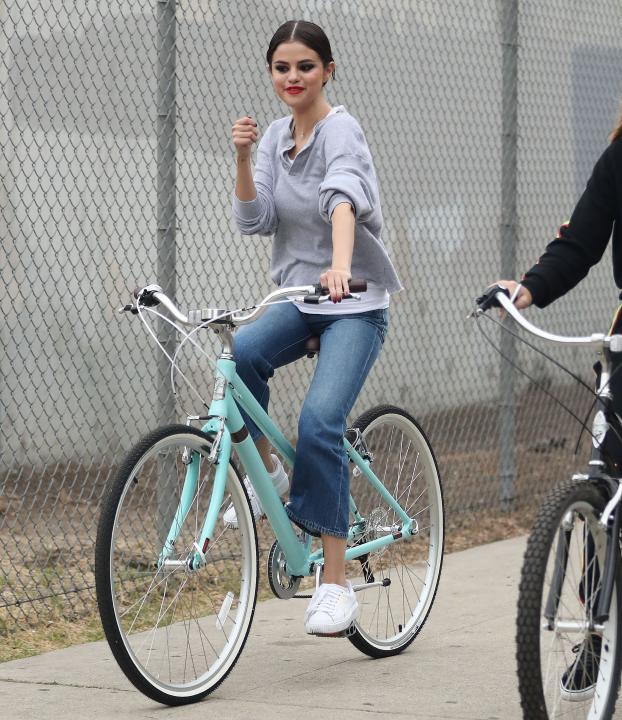 Selena Gomez bike riding in Studio City