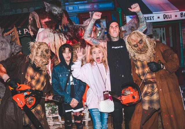 Travis Barker and kids at Hollywood Horror Nights
