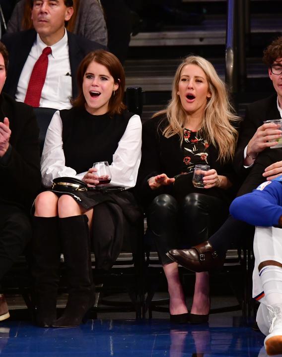 Princess Eugenie of York and Ellie Goulding attend the Brooklyn Nets Vs New York Knicks game
