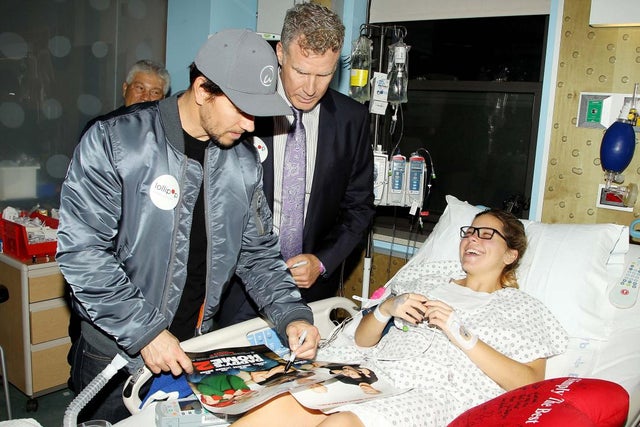 Will Ferrell and Mark Wahlberg at the Mount Sinai Kravis Children's Hospital in New York City.