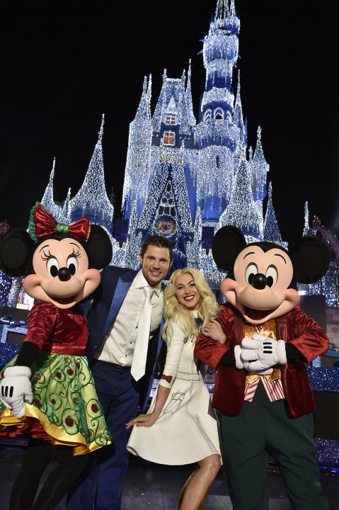 Nick Lachey and Julianne Hough with Mickey and Minnie