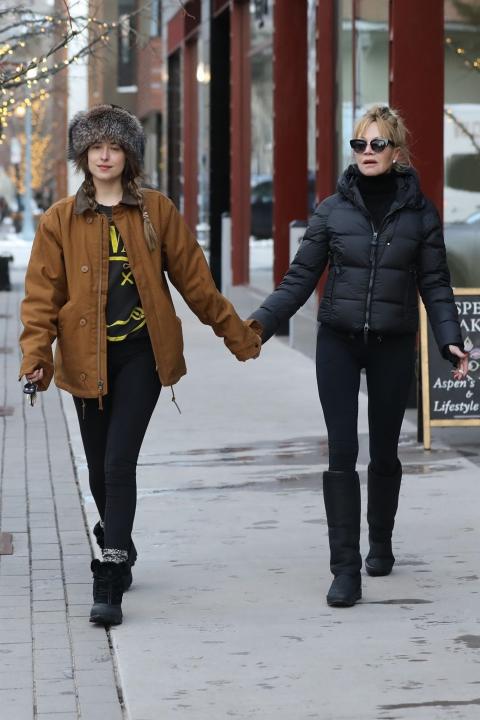 Dakota Johnson and Melanie Griffith in Aspen