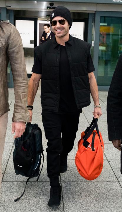 Zac Efron at airport in London