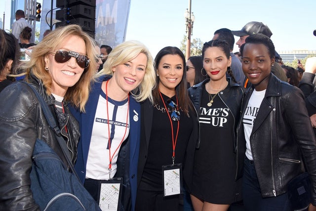 Felicity Huffman, Elizabeth Banks, Eva Longoria, Olivia Munn and Lupita Nyong'o at Women's March 2018