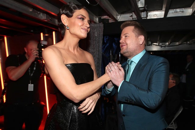 Katie Holmes and James Corden at 2018 GRAMMYs