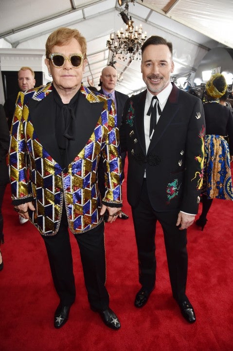 Elton John and David Furnish at 2018 GRAMMYS