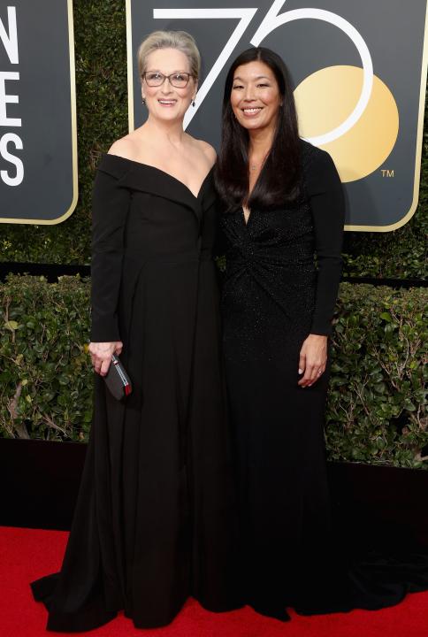 Meryl Streep and Ai-jen Poo at 2018 Golden Globes