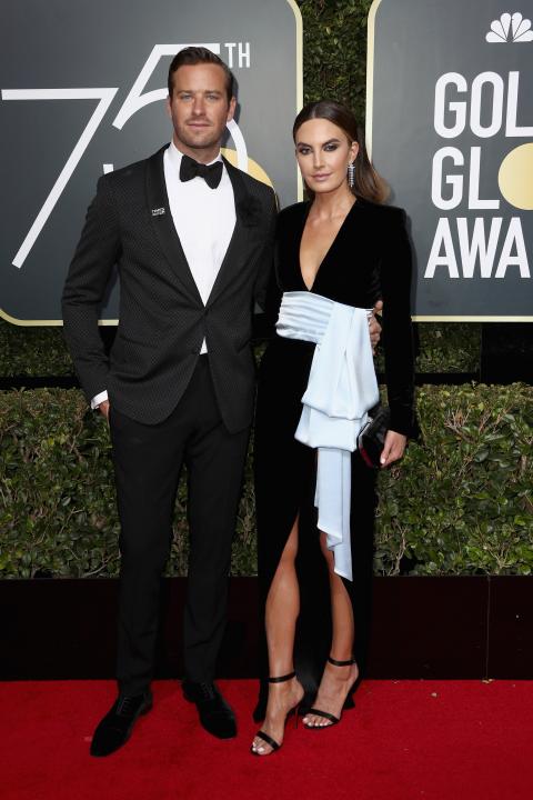 Armie Hammer and Elizabeth Chambers at 2018 Golden Globes
