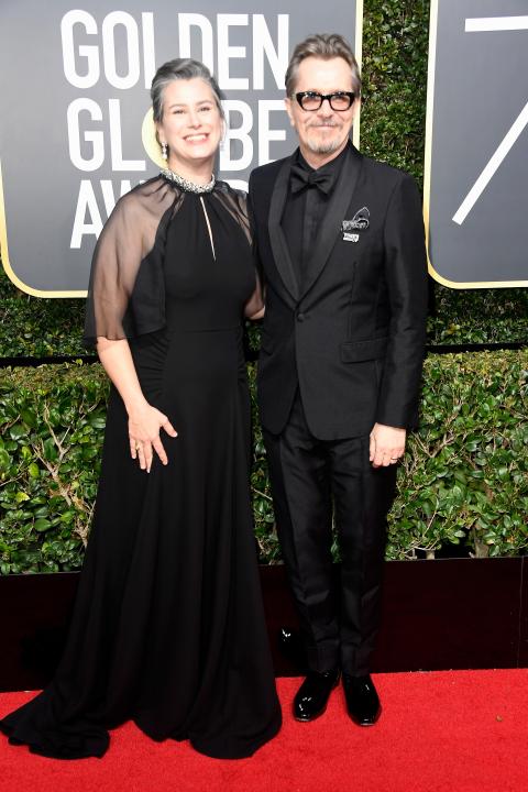 Gisele Schmidt and Gary Oldman at 2018 Golden Globes