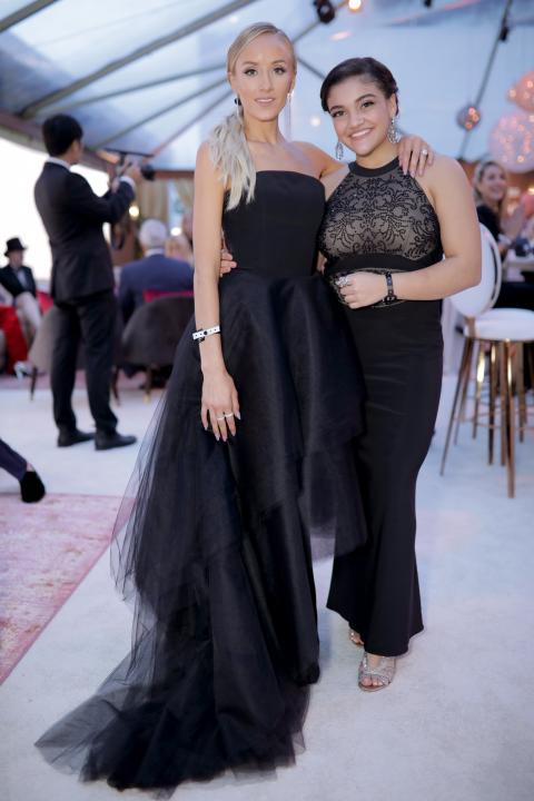 Nastia Liukin and Laurie Hernandez at Golden Globes viewing party