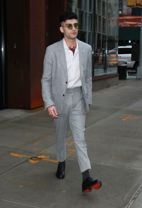Zayn Malik in grey suit in NYC