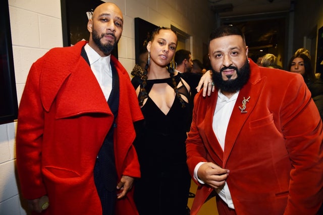 Swizz Beatz, Alicia Keys and DJ Khaled at 2018 GRAMMYs