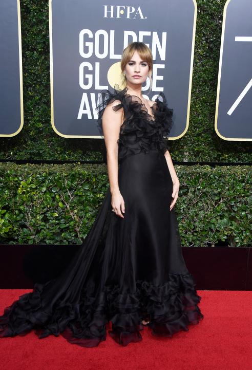 Lily James at 2018 Golden Globes