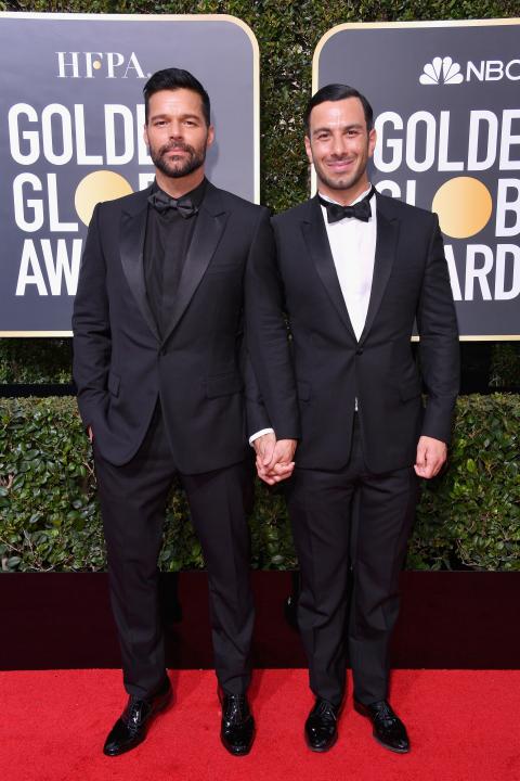 Ricky Martin and husband at 2018 Golden Globes