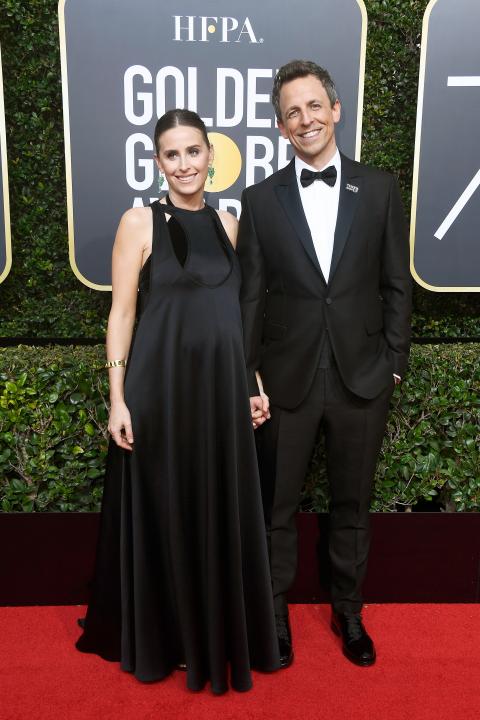 Alexi Ashe and Seth Meyers at 2018 Golden Globes