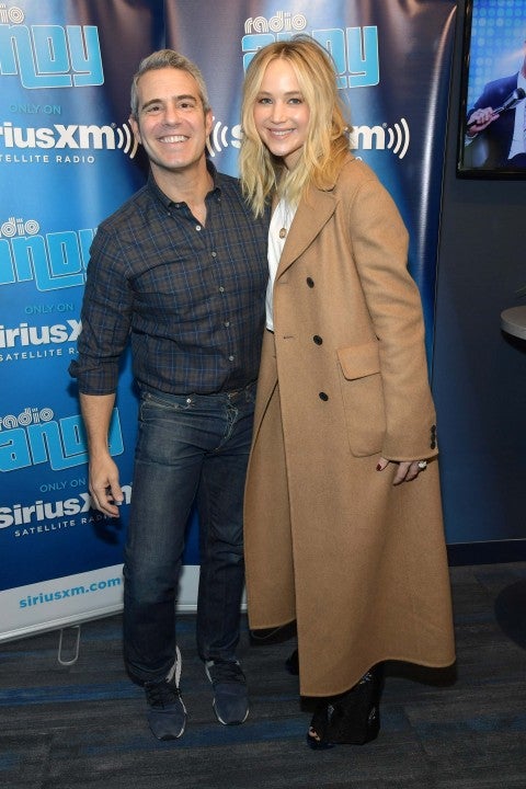 Andy Cohen and Jennifer Lawrence at the SiriusXM Studios in New York City on Feb. 28, 2018
