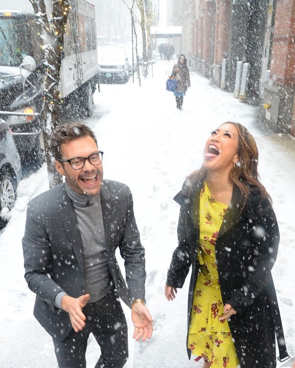 Carrie Ann Inaba and Ryan Seacrest in NYC snow