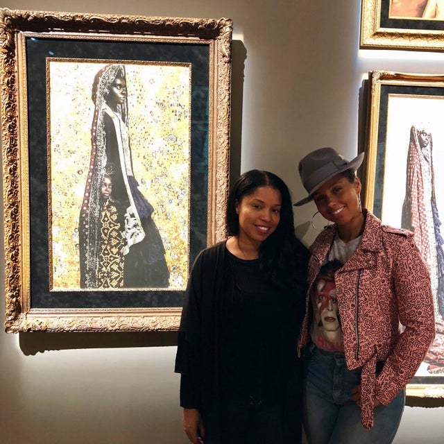 Alicia Keys and Mashonda Tifrere at the Her Time is Now art exhibit in NYC on Mar. 16