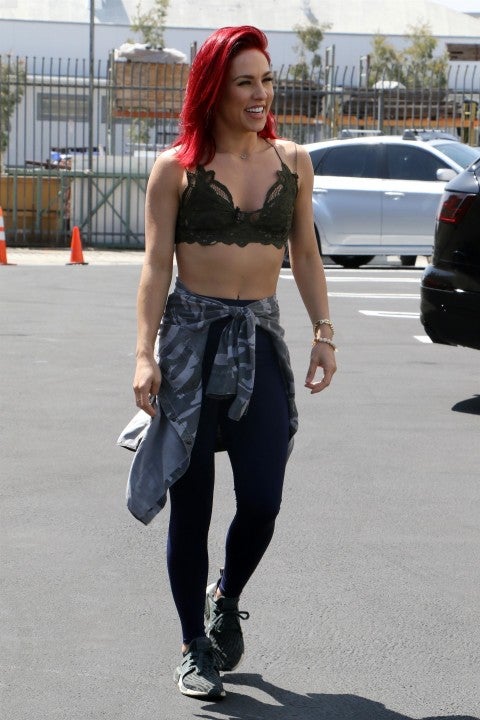 Sharna Burgess shows off abs