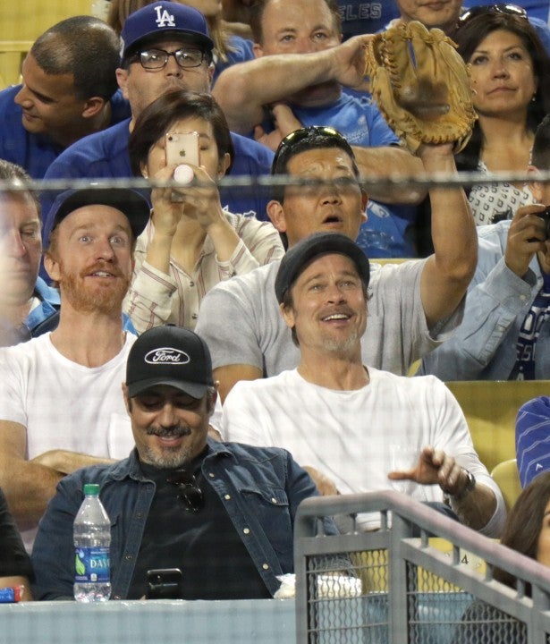 Brad Pitt at Dodgers game