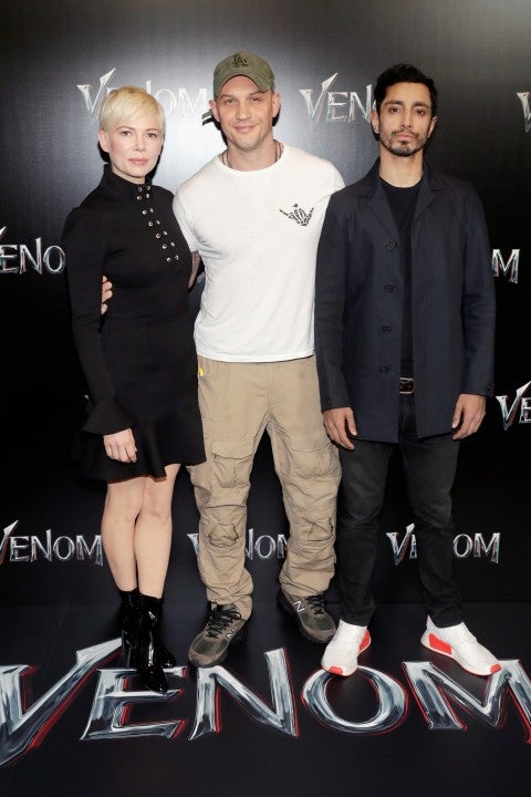 Michelle Williams, Tom Hardy and Riz Ahmed at CinemaCon