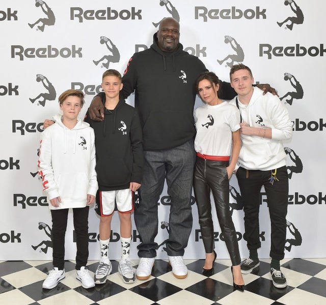 Shaquille O'Neal, Victoria Beckham and her kids at Reebok event