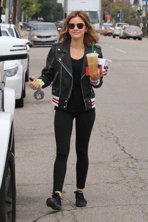 Lucy Hale with starbucks