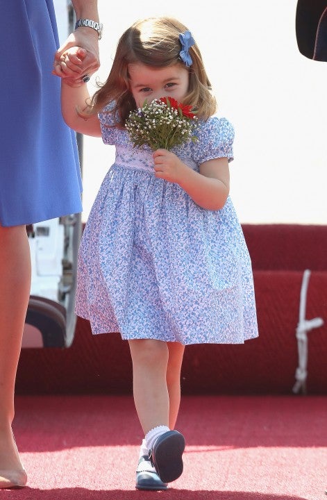 Princess Charlotte gets flowers in Germany