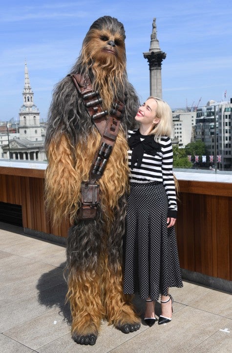Emilia Clarke and Chewbacca in London