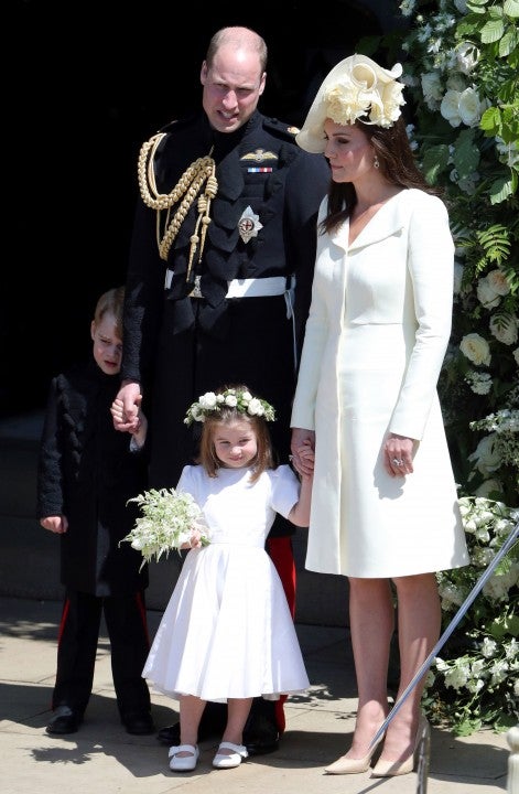 prince william, kate middleton, prince george & princess charlotte at prince harry's wedding