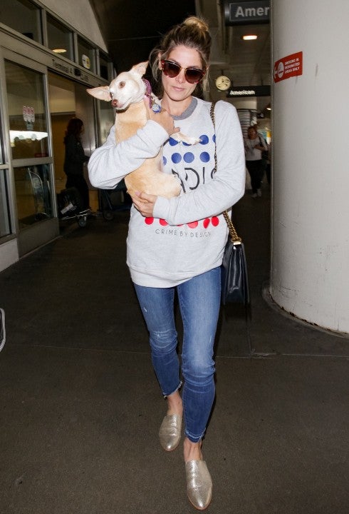 Ashley Greene and dog at LAX