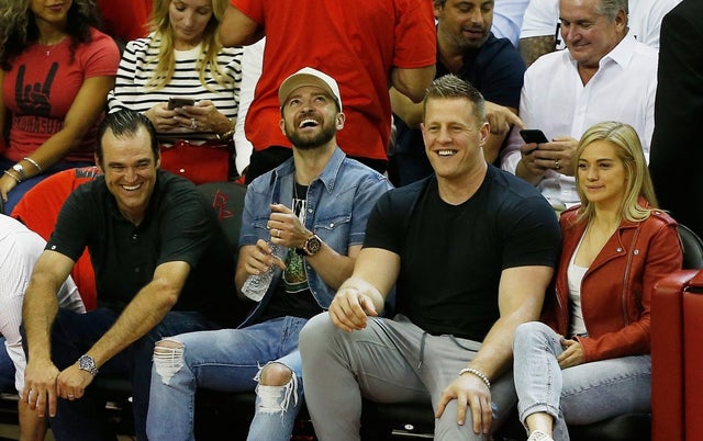 Justin Timberlake and J.J. Watt at Texans game