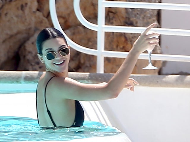 Kendall Jenner in pool in France