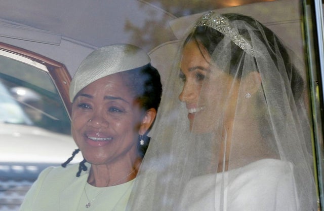 Meghan Markle tiara in car with mom on wedding day