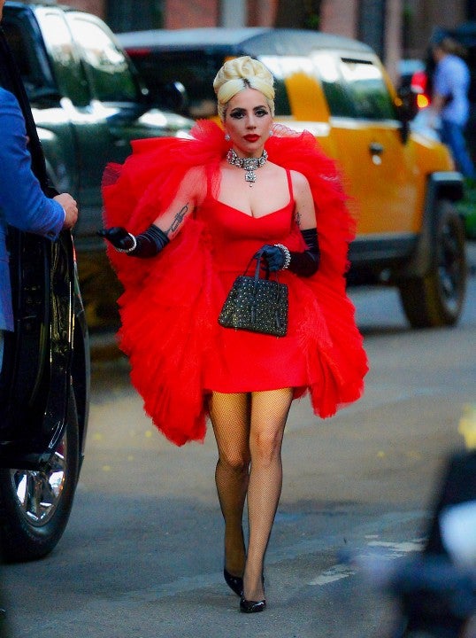 Lady Gaga in red in NYC