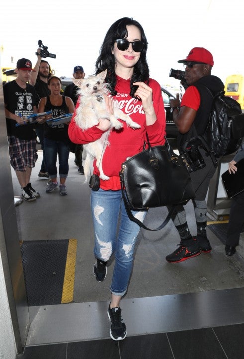Krysten Ritter at LAX with dog