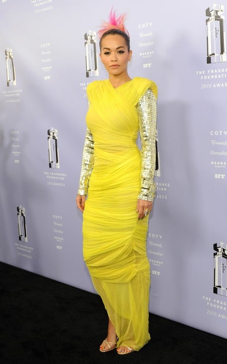 Rita Ora Tom Ford yellow dress